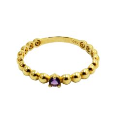 Anel em Ouro 18k de Bolinha com Ametista - J12801502 - RDJ Joias