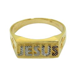Anel de ouro 18k escrito Jesus - J15302458 - RDJ Joias
