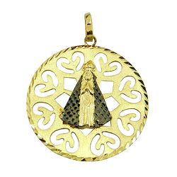 Pingente Medalha de Nossa Senhora Aparecida em Ouro 18k - J18000301 - RDJ Joias