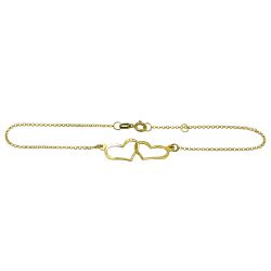 Pulseira de Ouro 18k Corações Entrelaçados 1.0g 18.0cm - J18000542 - RDJ Joias