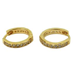 Brincos Clique de Ouro 18k com Brilhantes Sintéticos - J18400065 - RDJ Joias