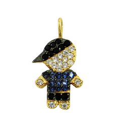 Pingente de Menino Ouro 18K com Zircônias e Safiras Sintéticas - J18400317 - RDJ Joias