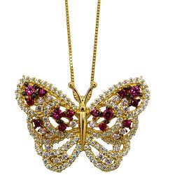 Pingente de Ouro 18K cravejado com Zircônias Borboleta - J18400475 - RDJ Joias