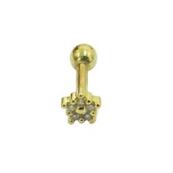 Piercing de Orelha em Ouro 18k Flor com Zircônias - J18900048 - RDJ Joias