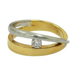 Anel em Ouro Branco e Amarelo 18k com Brilhante - JAR000157-0 - RDJ Joias