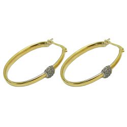 Argola Meia Cana em Ouro Branco e Amarelo com Brilhantes - JBAR000153-2 - RDJ Joias