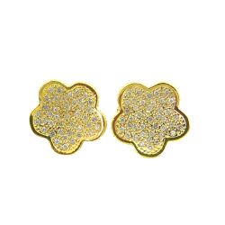 Brinco em Ouro 18K Flor de Diamantes com 22mm - JBR000229-3 - RDJ Joias