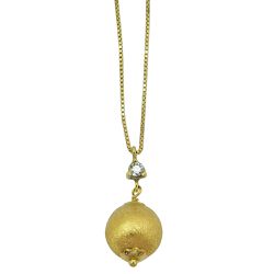 Gargantilha em Ouro 18k Bola Fosca com Brilhante - JGR000122-0 - RDJ Joias