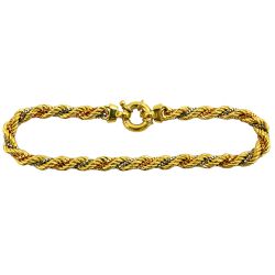 Pulseira de ouro 18k modelo corda três cores - JP0007210-1 - RDJ Joias