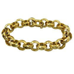 Linda Pulseira Italiana em Puro Ouro com Elos Martelados - JP0007224-3 - RDJ Joias