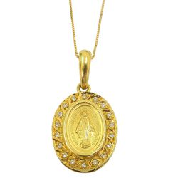 Gargantilha em Ouro 18k Maria Concebida Sem Pecados com Brilhantes - JPGR000325-6 - RDJ Joias