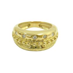 Anel em Ouro 18K Martelado com Diamantes - JRD0740107-5 - RDJ Joias