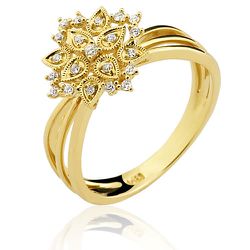 Anel Flor em Ouro 18K 0750 com Brilhantes - 1429102016 - RDJ Joias