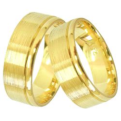 Aliança Unitária de Casamento ou Noivado em Ouro 18K Escovada - 210182000UN - RDJ Joias