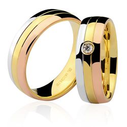 Aliança de Casamento Top em Ouro 18K cravejada com Diamante - 7601434005 - RDJ Joias