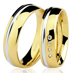 Aliança de casamento Anatômica Ouro Branco e Amarelo - 7501704000un - RDJ Joias