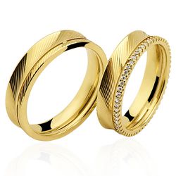 Alianças em Ouro 18k BRUNER com Brilhantes 10g 5.0mm - 7602382028 - RDJ Joias