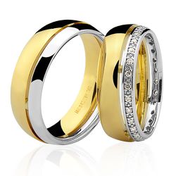 Lindas Alianças de Bodas de Prata em Ouro 18K com Diamantes - 7602484017 - RDJ Joias