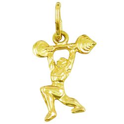 Pingente Masculino em Ouro Levantando Peso - J01200514 - RDJ Joias