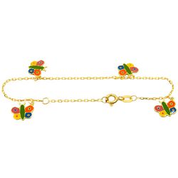 Pulseirinha de ouro com borboletas coloridas Baby - J00200350 - RDJ Joias