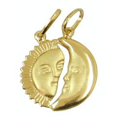 Pingente Sol e Lua Cara Metade em Ouro - J03100469 - RDJ Joias