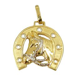 Pingente de Cavalo e Ferradura em Ouro 18K - J03100213 - RDJ Joias