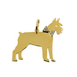 Pingente de Cachorro em Ouro 18K com Brilhantes 1,1g - J12800386 - RDJ Joias