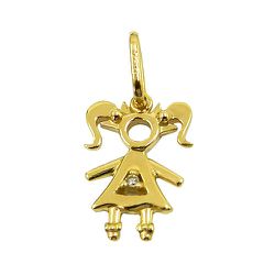 Pingente Menininha em Ouro com Brilhante - J15000059 - RDJ Joias