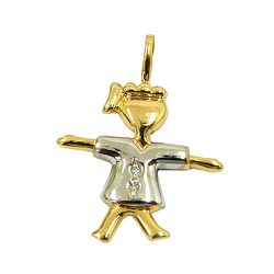 Pingente em Ouro com Brilhantes Menina - J07600207 - RDJ Joias