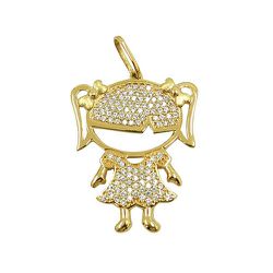 Pingente de Ouro 18K com Zircônia Menina - J15301126 - RDJ Joias