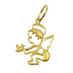 Pingente Anjinho com Pombinha em Ouro 18K - J03100737 - RDJ Joias