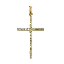 Pingente de Cruz em Ouro Branco e Ouro Amarelo - J17300337 - RDJ Joias