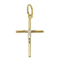 Crucifixo com Cristo em Ouro Amarelo e Branco 25.6mm - J17600140 - RDJ Joias