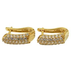 Brincos em Ouro 18K Pavê com Zircônia 2.7g 14.0mm - J12700904 - RDJ Joias