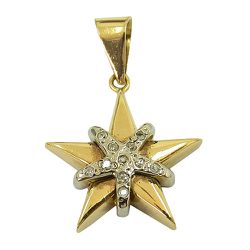 Pingente Estrela de Ouro com Brilhantes - JPGR000653-2 - RDJ Joias