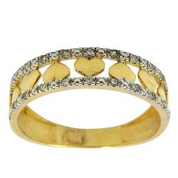 Anel Corações em Ouro 18K com Brilhantes - J01501248 - RDJ Joias