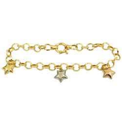 Pulseira Elo Português com Pingente de Estrela Ouro 18K - JP000147-5 - RDJ Joias