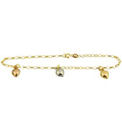 Pulseira com Pingentes de Coração em Ouro 18K 750 - JP000643-0 - RDJ Joias