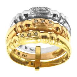 Anel de Ouro Feminino com Brilhantes Três Fios - JRD06401057 - RDJ Joias