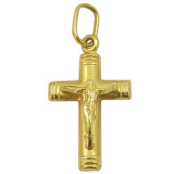 Cruz com Cristo em Ouro 18K Pequeno 23.4x11mm - JRD031000-6 - RDJ Joias