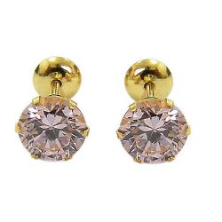 Brinco em Ouro 18K com Zircônia 5mm - J00200286 - RDJ Joias