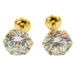 Brinco Cálice de Ouro 18K com Zircônia 6mm - J00200287 - RDJ Joias