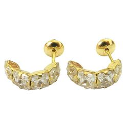 Brinco de Ouro 18K cravejado com Zircônia - J00200416 - RDJ Joias