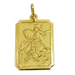 Medalha de São Jorge em Ouro 18K Retangular - J01200585 - RDJ Joias