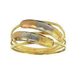 Anel Feminino de Ouro 18K Três Fios Colorido 8.0x2.6mm - J03001783 - RDJ Joias