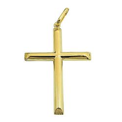 Pingente Cruz Lisa de Ouro 18K 750 - J03100514 - RDJ Joias