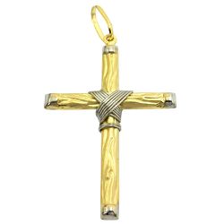 Crucifixo de Ouro 18K com design imitando madeira - J03100718 - RDJ Joias
