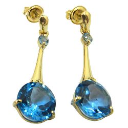 Brincos de Ouro 18K cravejados com Topázio Azul - J03301158 - RDJ Joias