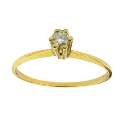 Anéis de Compromisso Ouro 18K com Diamante de 11 Pontos Solitário - J03900008 - RDJ Joias