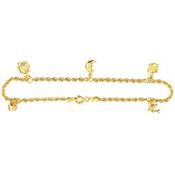 Pulseira Italiana Especial com Pingentes Ouro 18K - J04800591 - RDJ Joias